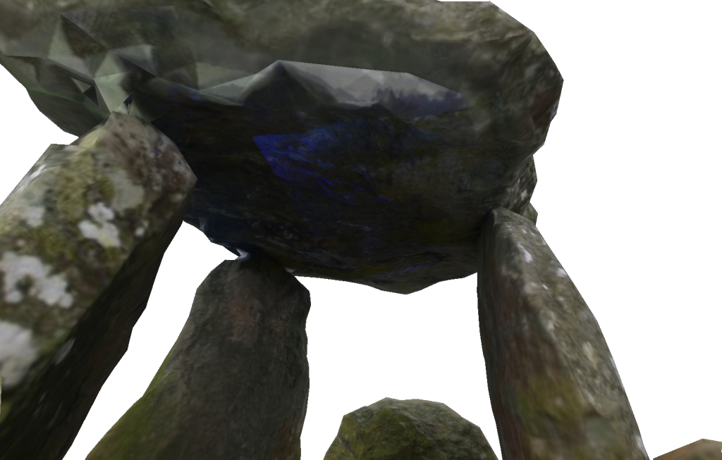 The blue patch on the texture was caused by the use of flash inside the dolmen.